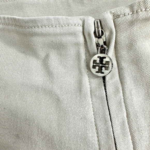 Tory Burch zipper front logo crop khaki pants size 0 - Picture 5 of 10